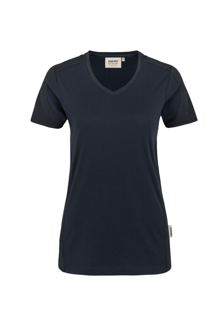 NO.190 - HAKRO Damen V-Shirt Contrast MIKRALINAR®